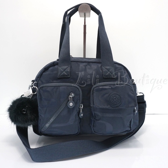 Kipling Defea Large Satchel Shoulder Handbag HB7355 Doodle Jacquard Navy NWT 134 - Picture 1 of 13